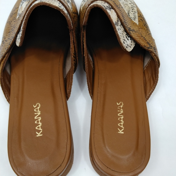KAANAS Women's Milan Loafer Mules In Honey Snake US 9 - Picture 7 of 11